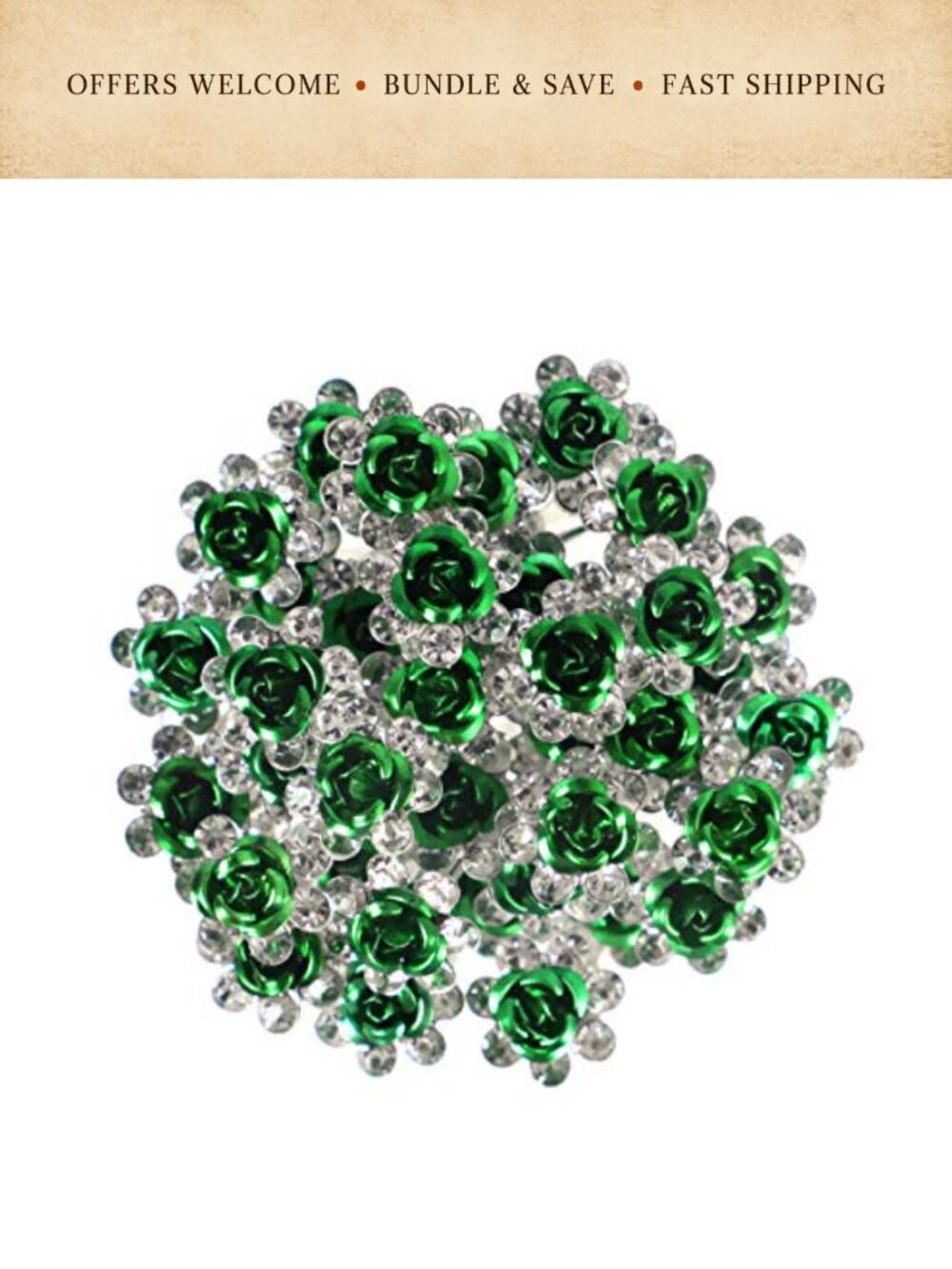 40 Pcs U-Shaped Rhinestone Flower Hair Pins Crystal Bridal Wedding Party